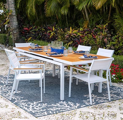 Modern Outdoor balcony and Patio Dining Furniture is available at MH2G Miami / Doral Outdoor Furniture Showroom