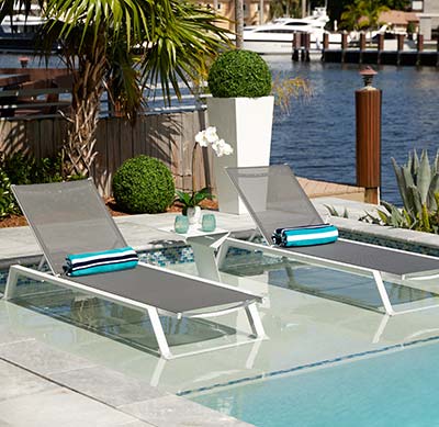Modern Outdoor Chaises and Patio Furniture is available at MH2G Naples Outdoor Furniture Showroom