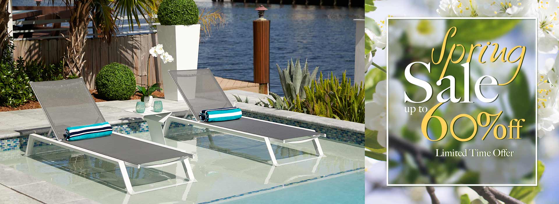 Sale. Ten to sixty percent off selected Indoor and Outdoor Furniture and Accessories.