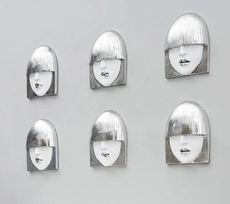Modern wall decor sculptures set of three woman face expressions