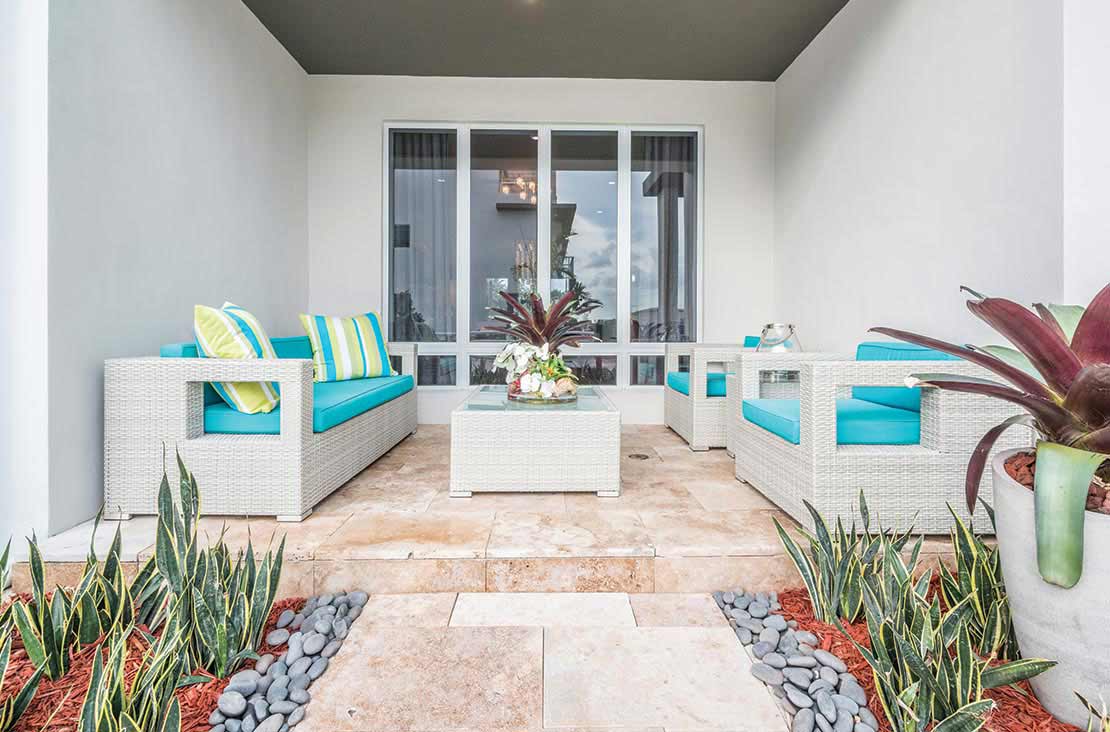 Interior Design by MH2G Furniture - Modern Outdoor Patio Lounging at Landmark Modern Home A: 2 Story