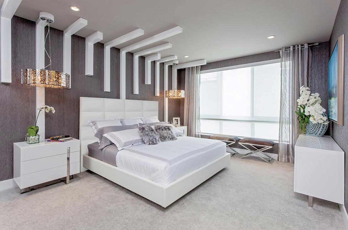 Interior Design by MH2G Furniture - Modern Bedroom  at Landmark Model Home: 3 Story July 2015