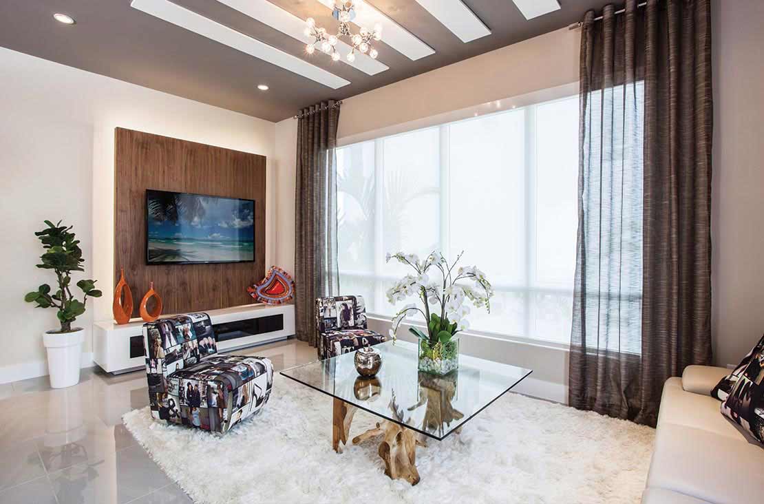 Interior Design by MH2G Furniture - Modern Livingroom  at Landmark Model Home: 3 Story July 2015