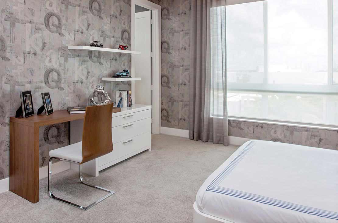 Interior Design by MH2G Furniture - Modern guest Room  at Landmark Model Home: 3 Story July 2015