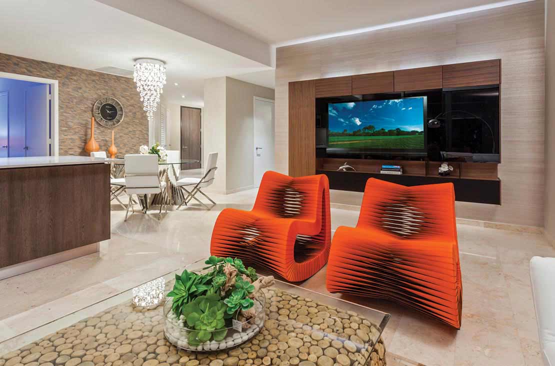 Interior Design by MH2G Furniture - Modern Living Room at Brickell City Centre