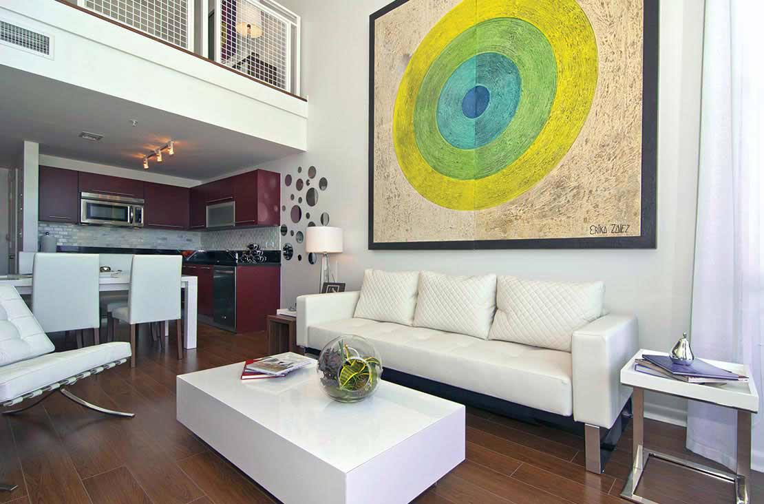 Interior Design by MH2G Furniture - Modern Living Area at Loft Apartment in Downtown Miami