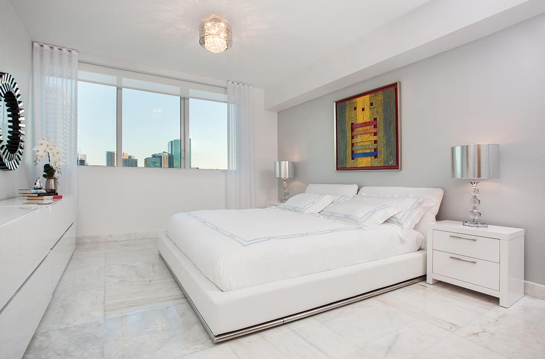 Interior Design by MH2G Furniture - Modern Bedroom at Viscayne Downtown Apartments