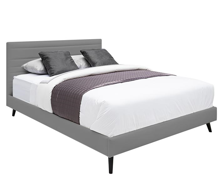 Bergamo Modern Grey Eco Leather Bed, Full Leather Bed