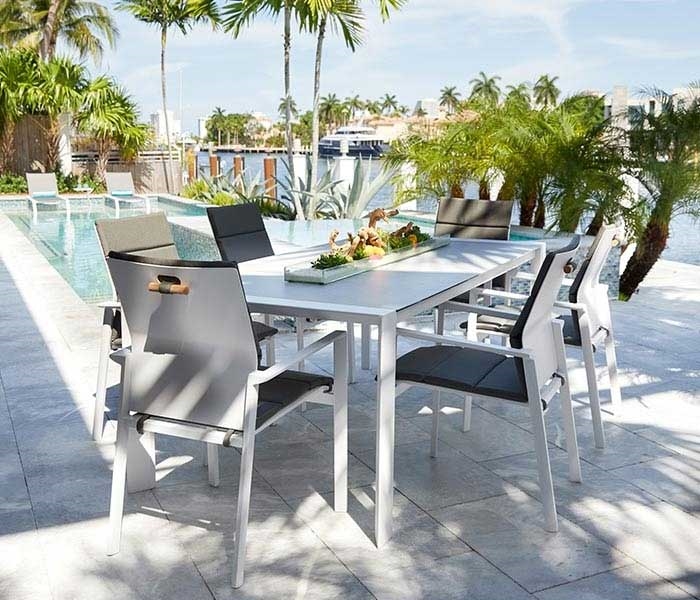 Outdoor Lounging Samosi Modern White Aluminum Dining Collection Mh2g - Modern Patio Dining Chairs White