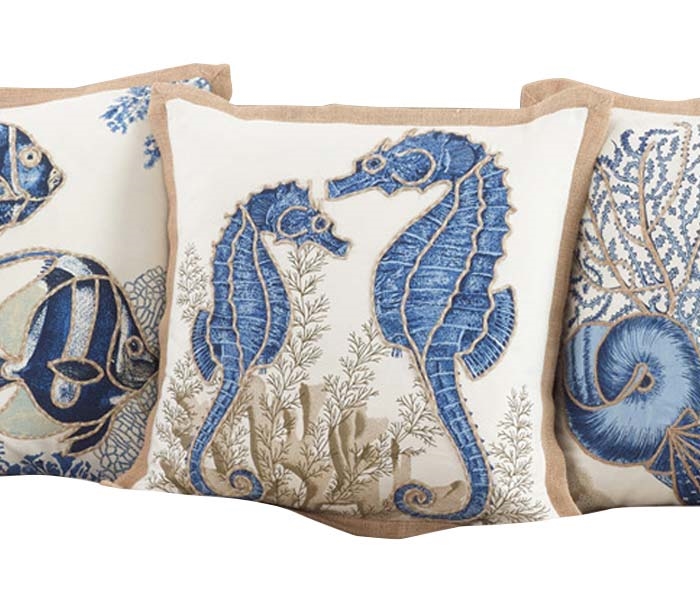 Ox Bow Horse Shoe Pillow - Charlotte Ox Bow Pillow - Sea Horses 20\